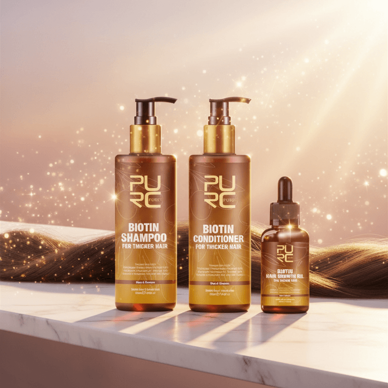 Pack Soin capillaire au gingembre et à la biotine, 3 en 1 : shampoing et après-shampoing réparateurs, huile essentielle.